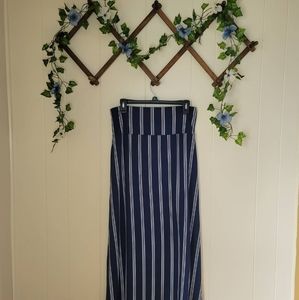 Blue Striped Maxi Skirt